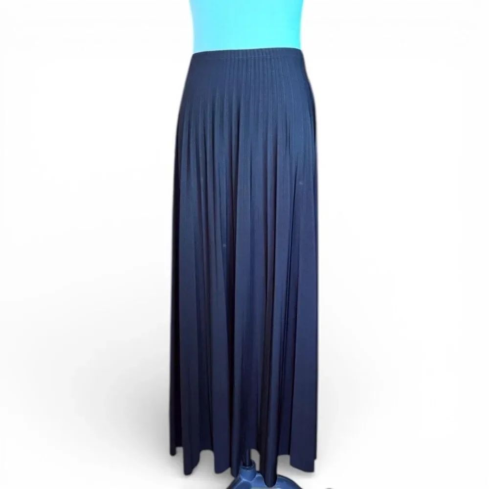 Womens Dressbarn Dress Barn Black Pleated Pull On Midi Skirt - Sz S
